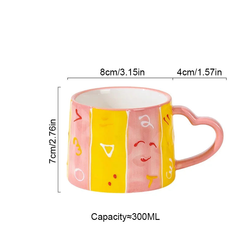 300ml Cute Ceramic Mug Creative Hand Made Coffee Cup Couples Cup Breakfast Milk Tea Mug Mother's Day Gift Wedding Gift