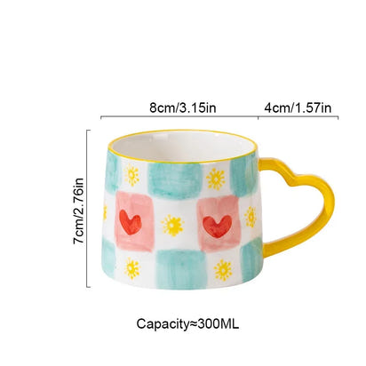 300ml Cute Ceramic Mug Creative Hand Made Coffee Cup Couples Cup Breakfast Milk Tea Mug Mother's Day Gift Wedding Gift