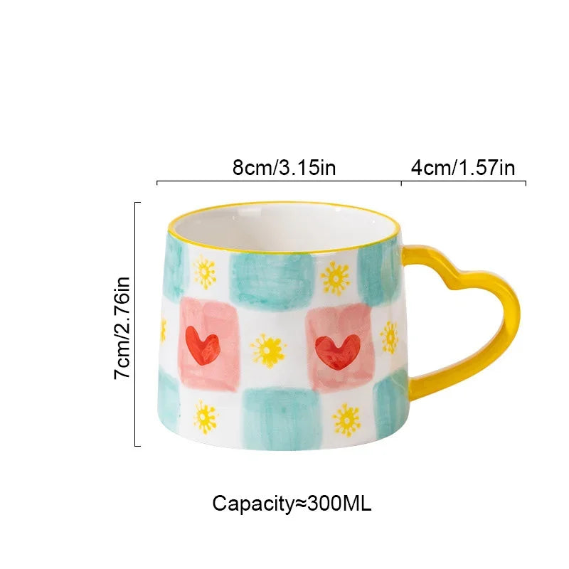 300ml Cute Ceramic Mug Creative Hand Made Coffee Cup Couples Cup Breakfast Milk Tea Mug Mother's Day Gift Wedding Gift