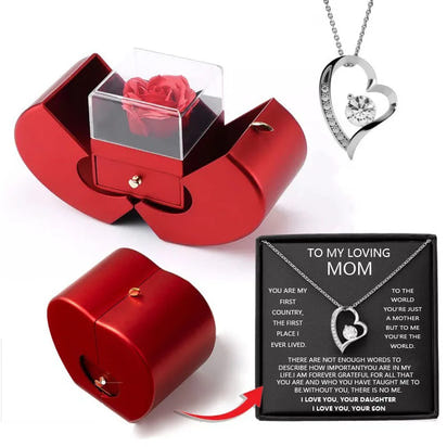 Dropshipping Christmas Gift Red Apple Jewelry Box Necklace Eternal Rose for Girl Mother's Day New Year Valentine's Day Gifts
