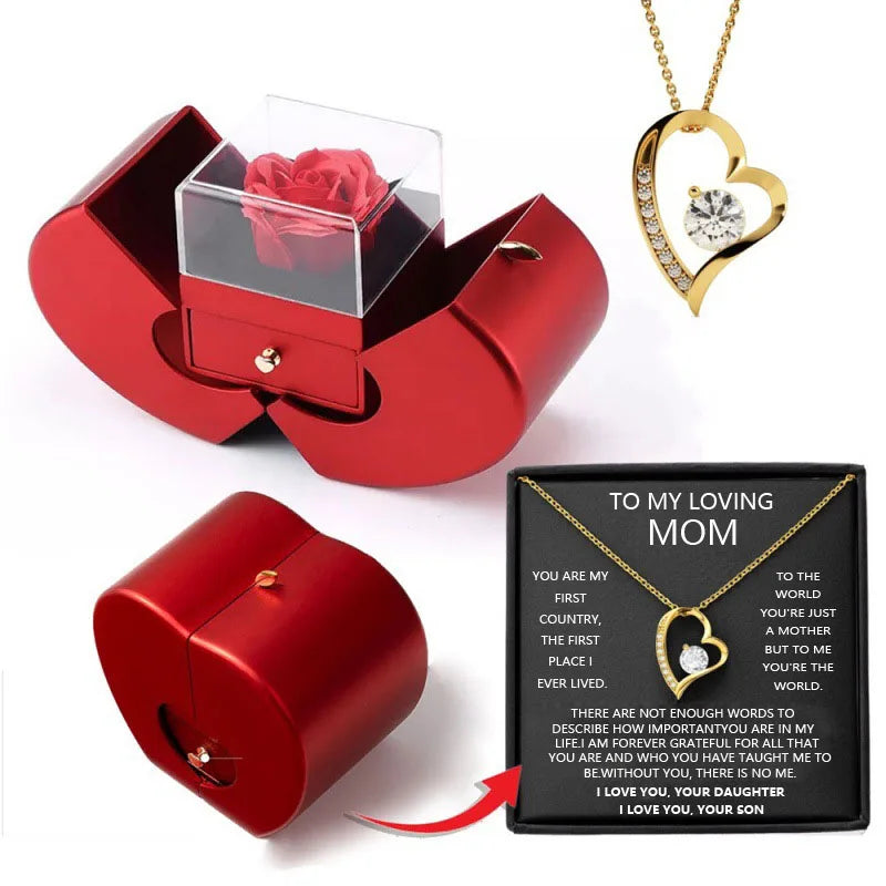 Dropshipping Christmas Gift Red Apple Jewelry Box Necklace Eternal Rose for Girl Mother's Day New Year Valentine's Day Gifts