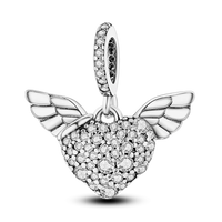 925 Silver Color Star Moon Heart Safety Chain CZ Beads Angle Wing Pendant Fit Bangle Charms Bracelet DIY Women Original Jewelry