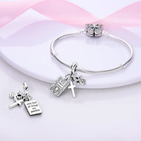 925 Silver Color Star Moon Heart Safety Chain CZ Beads Angle Wing Pendant Fit Bangle Charms Bracelet DIY Women Original Jewelry