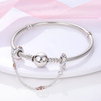 925 Silver Color Star Moon Heart Safety Chain CZ Beads Angle Wing Pendant Fit Bangle Charms Bracelet DIY Women Original Jewelry