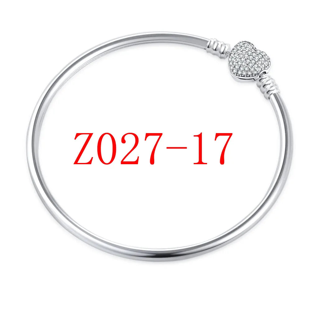 White Series Clear Stone Heart Clip Charm Fit Original 925 Sterling Silver Plated Bracelet Beads DIY Women Jewelry Gift Making