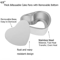 3/4/5/6/7/8/10inch Aluminum Alloy Cake Molds Heart Shaped Pans A Removable Bottom Baking Mould Tool for Muffin Cake Bread Cheese