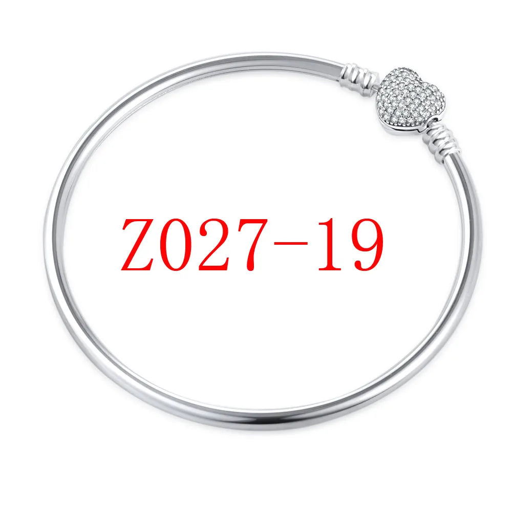 White Series Clear Stone Heart Clip Charm Fit Original 925 Sterling Silver Plated Bracelet Beads DIY Women Jewelry Gift Making