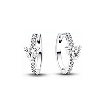 White Series Clear Stone Heart Clip Charm Fit Original 925 Sterling Silver Plated Bracelet Beads DIY Women Jewelry Gift Making